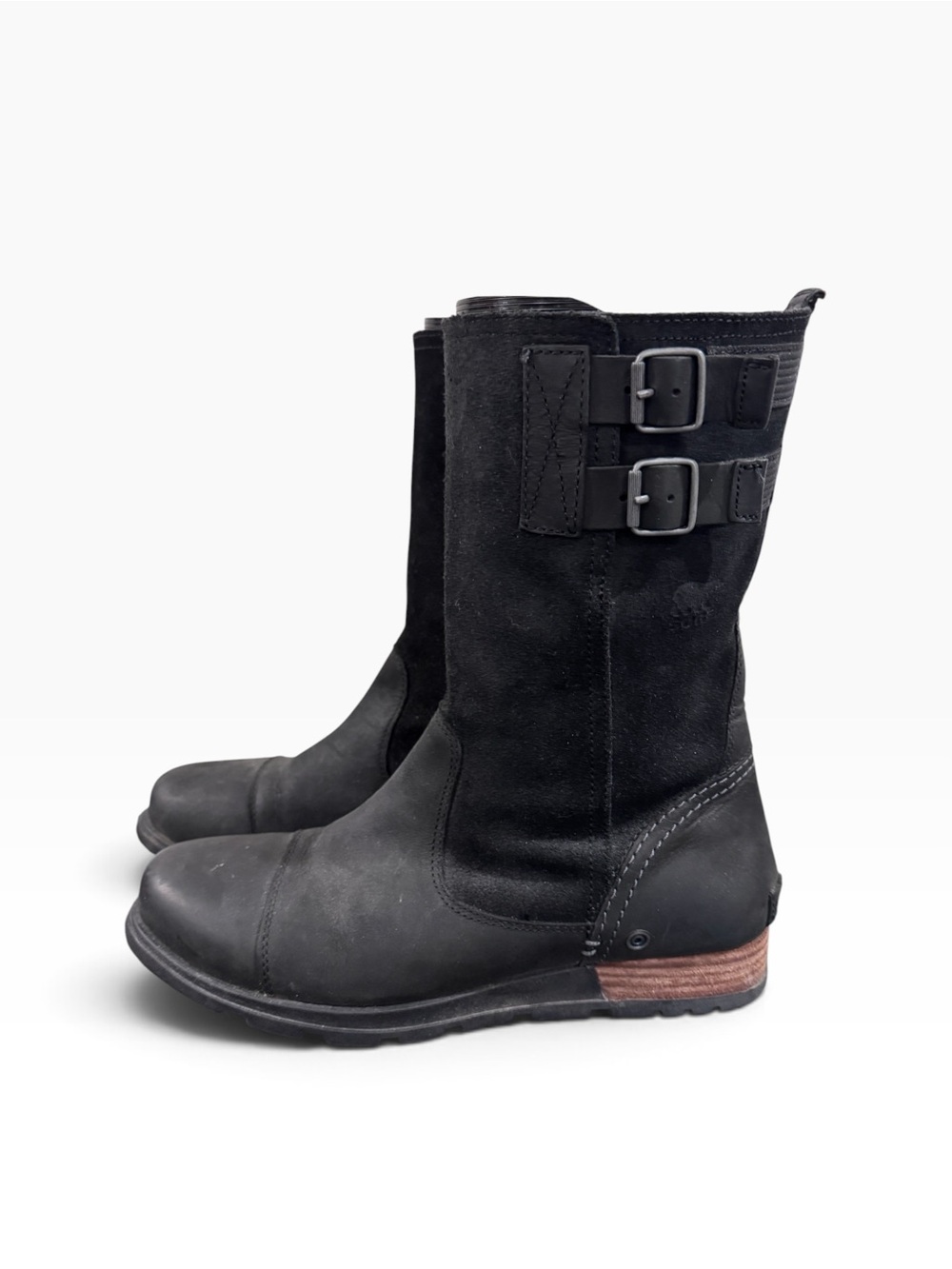 Sorel Black Women's Mid-Calf Buckle Moto Boots